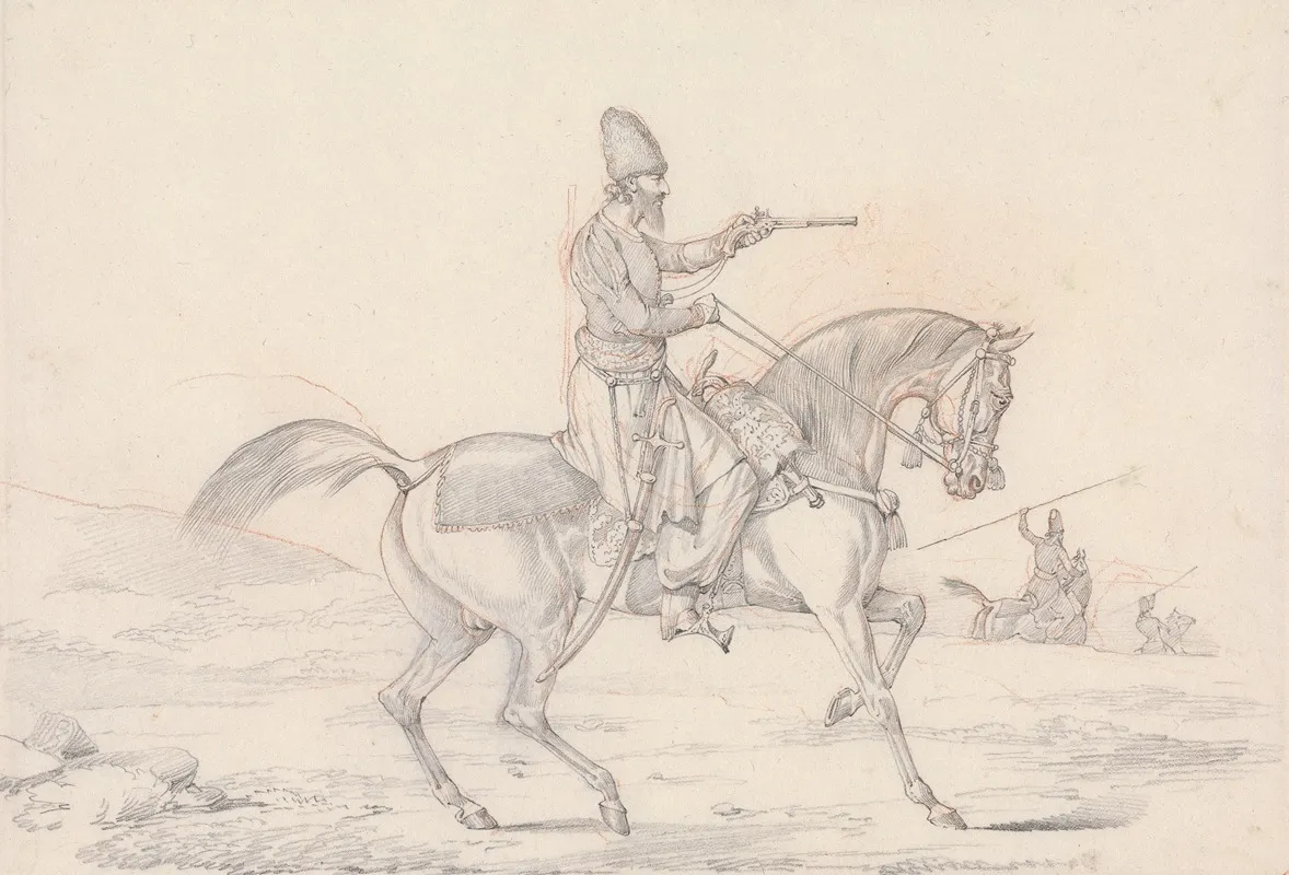Scraps No 34 Mounted Mameluke Pointing A Pistol