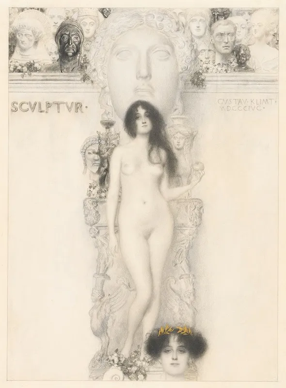 Sculptur by Gustav Klimt - Canvas Print