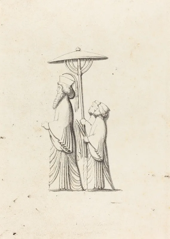 Sculpture At Persepolis From Le Bruyns Travels Published 1829 by Maria Denman - Canvas Print