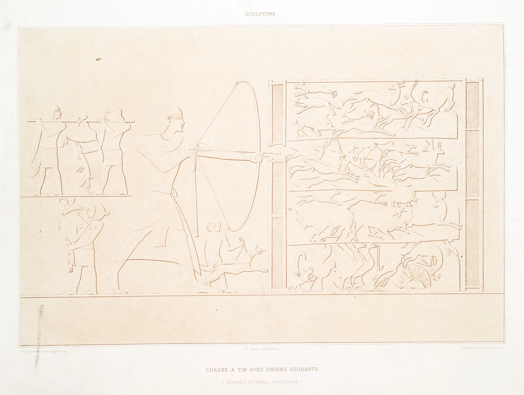 Sculpture Chasse A Tir Avec Chiens Courants Necropole De Thebes Xviiie Dynastie