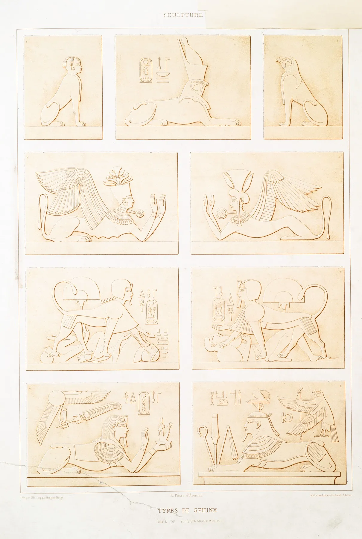Sculpture Types De Sphinx Tires De Divers Monuments by Émile Prisse d'Avennes - Canvas Print