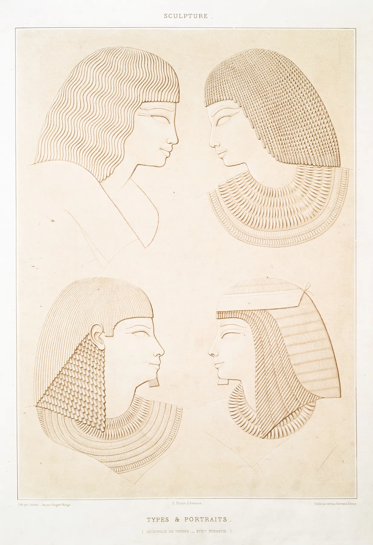 Sculpture Types Portraits Necropole De Thebes Xviiie Dynastie by Émile Prisse d'Avennes - Canvas Print