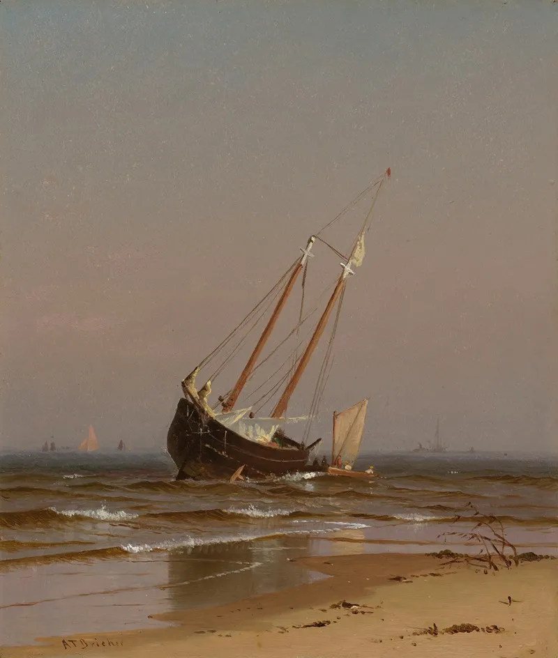 Seascape Beached Boat Ashore On Salisbury Beach