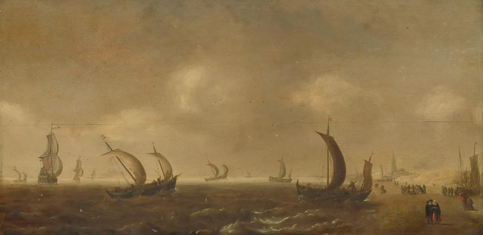 Seascape On The Beach At Scheveningen by Willem van Diest - Canvas Print