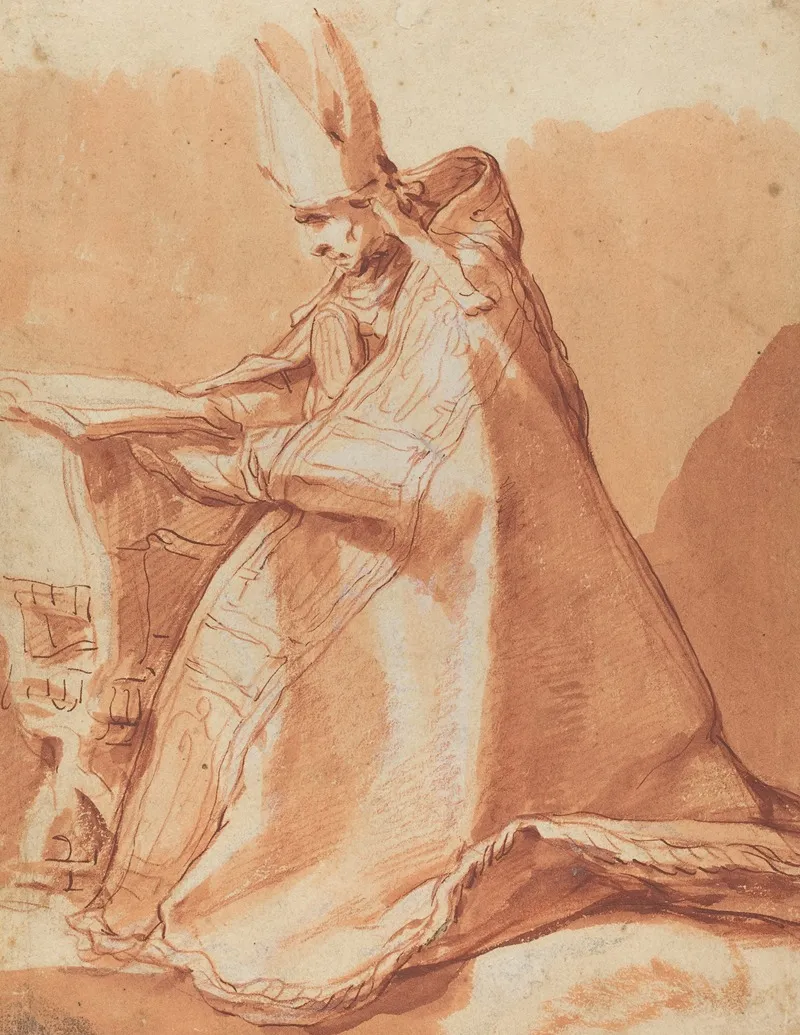 Seated Bishop by Abraham Bloemaert - Canvas Print