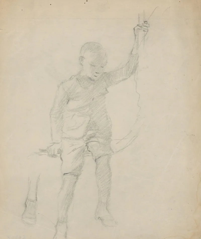 Seated Boy 5 by Gustáv Mallý - Canvas Print