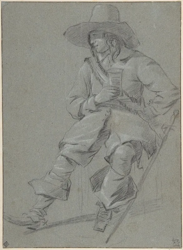 Seated Cavalier With Glass