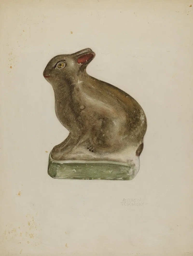 Seated Chalkware Rabbit by Andrew Topolosky - Canvas Print