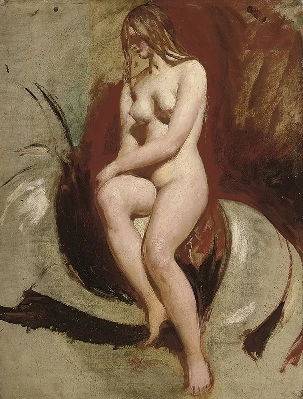 Seated Female Nude 10 by William Etty - Canvas Print