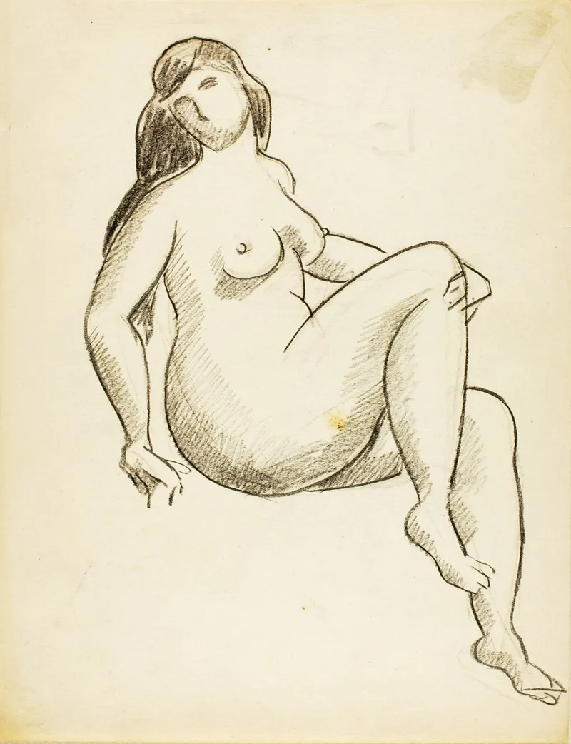 Seated Female Nude 35 by Carl Newman - Canvas Print