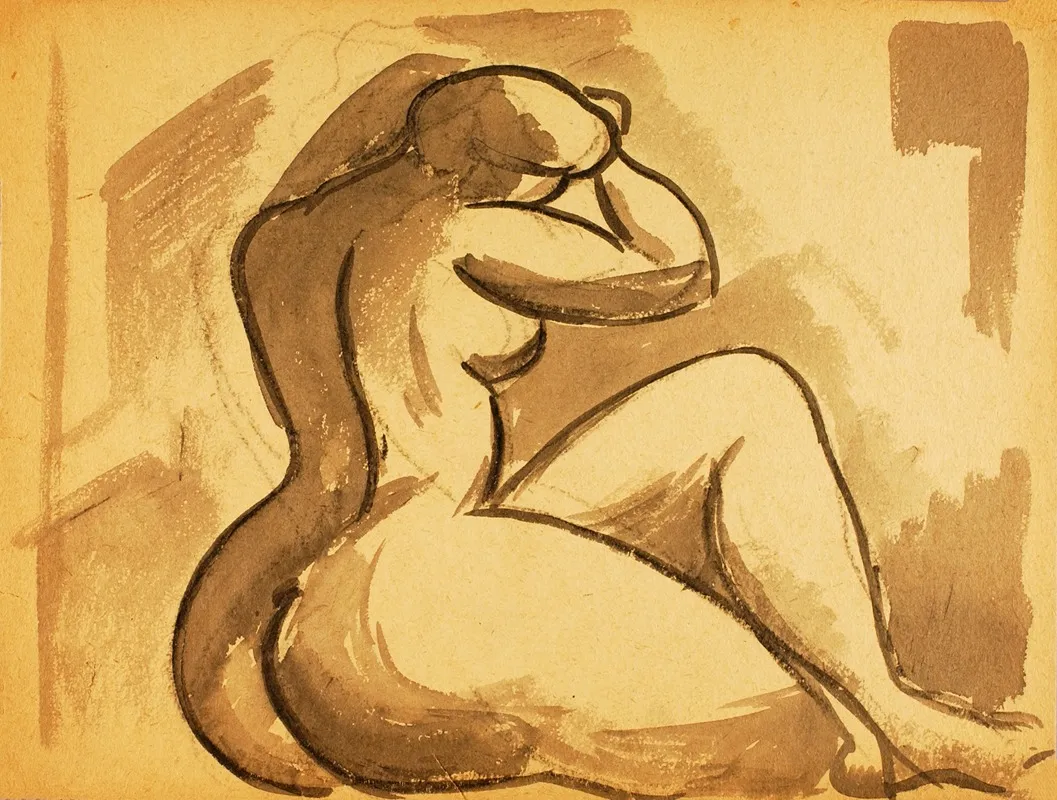 Seated Female Nude 38 by Carl Newman - Canvas Print