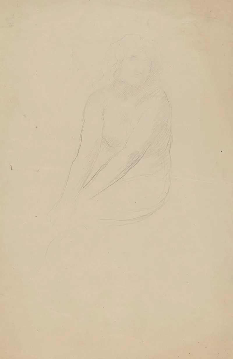 Seated Female Nude Body Facing Left Head Facing Right