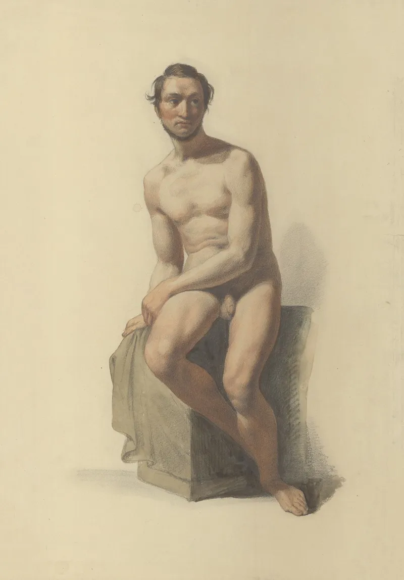 Seated Male Nude 22 by Félix de Vigne - Canvas Print