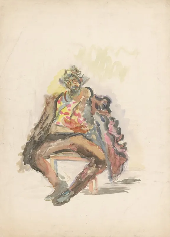 Seated Man 3 by Arnold Peter Weisz-Kubínčan - Canvas Print