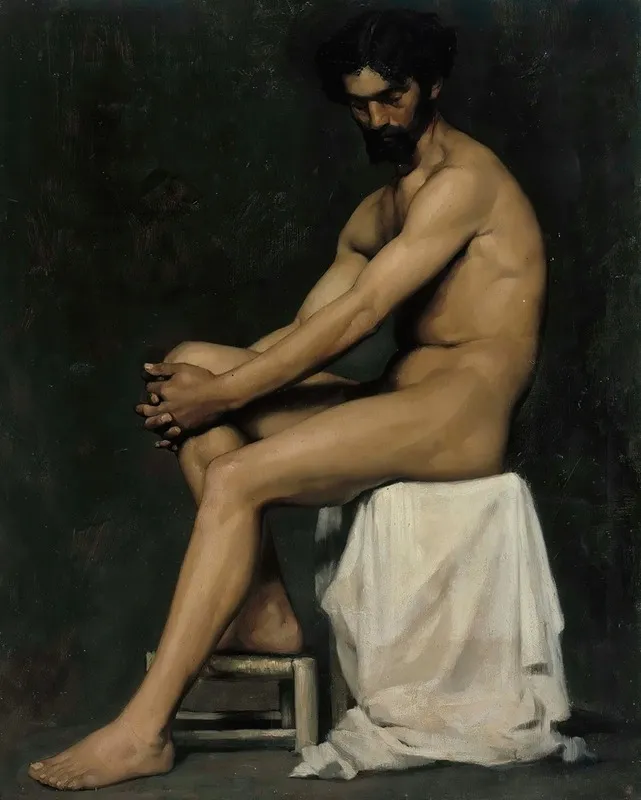 Seated Man 4 by Albert Edelfelt - Canvas Print
