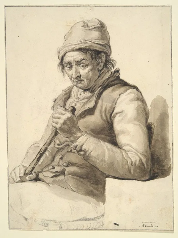 Seated Man With Stick