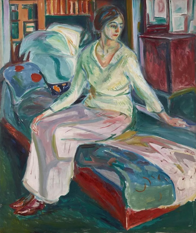 Seated Model On The Couch by Edvard Munch - Canvas Print
