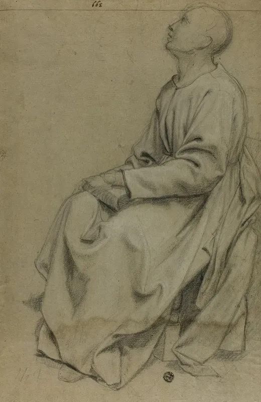 Seated Monk Holding Book by Domenico Fiasella - Canvas Print