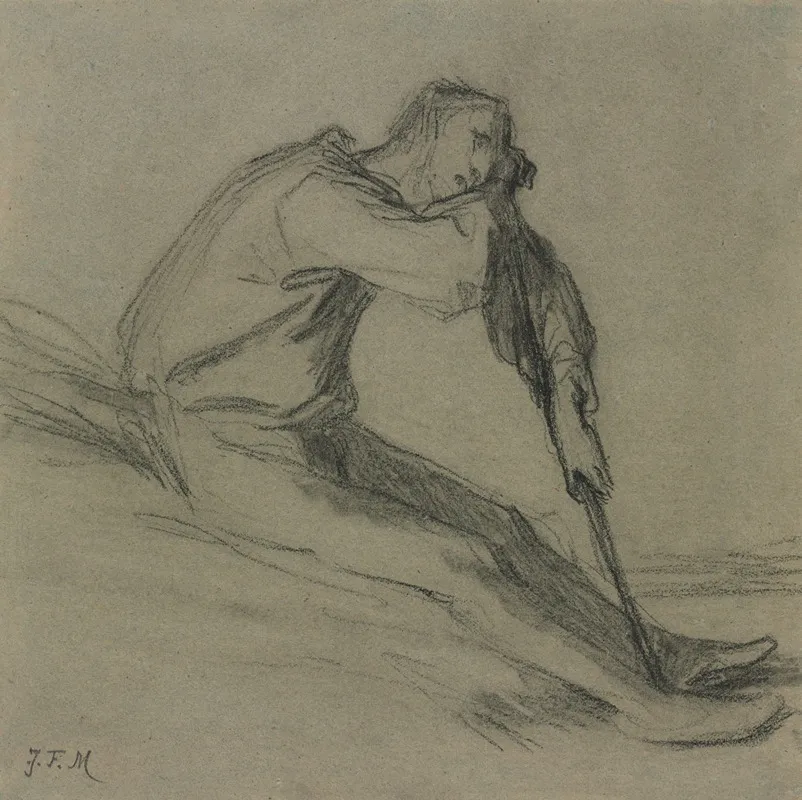 Seated Peasant Resting On A Hoe