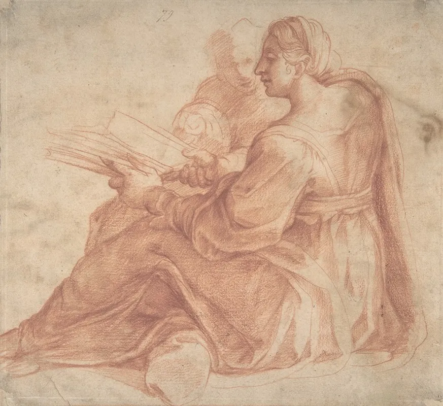 Seated Sibyl And Attendant Genius by Pirro Ligorio - Canvas Print