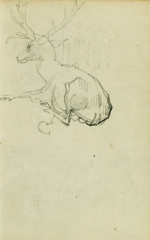 Seated Stag by Théodore Géricault - Canvas Print