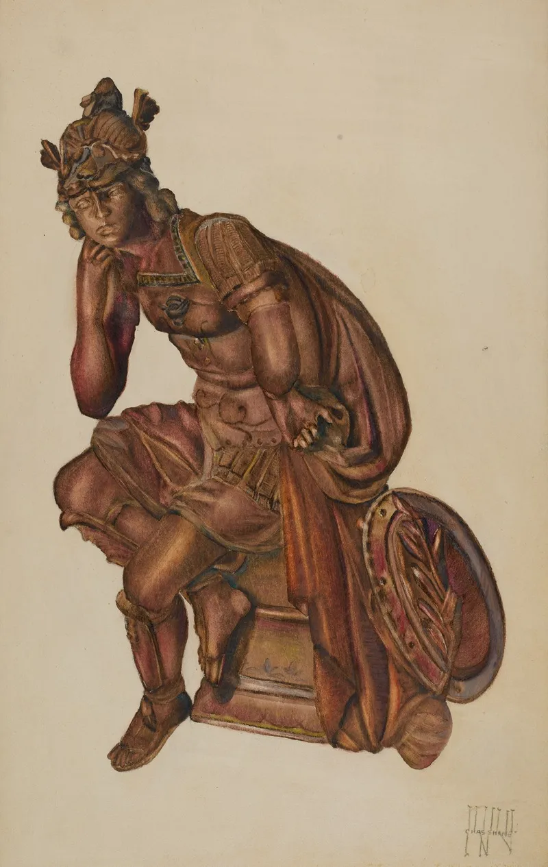 Seated Warrior by Charles R. Shane - Canvas Print
