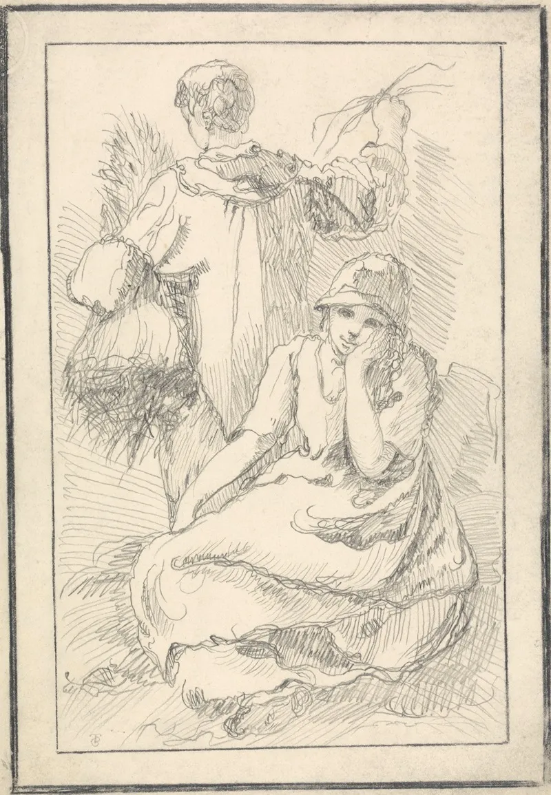 Seated Woman And Standing Figure