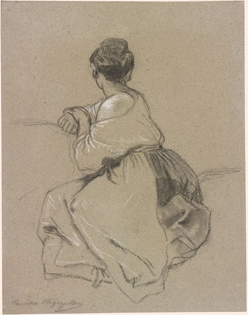 Seated Woman Seen From The Back 2 by Camille-Joseph-Etienne Roqueplan - Canvas Print