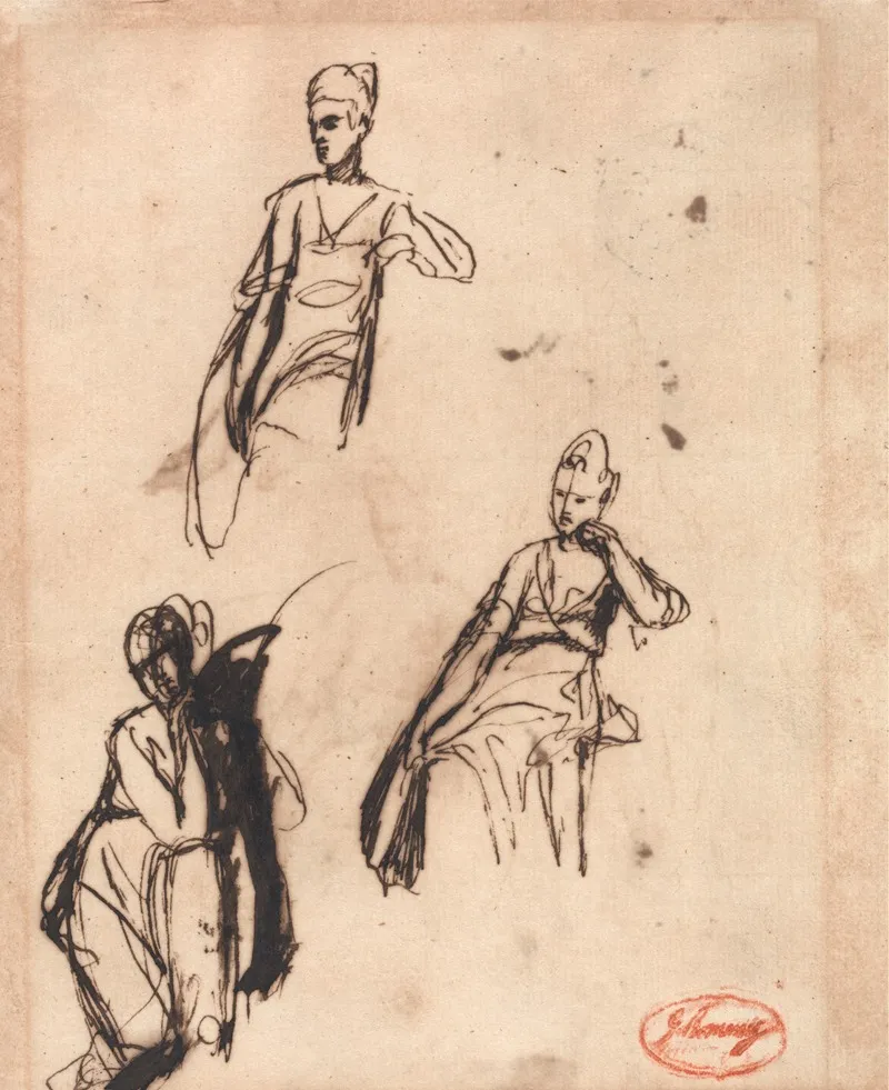 Seated Woman Three Poses