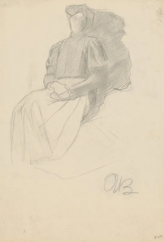 Seated Woman With A Dark Blouse by Umberto Boccioni - Canvas Print