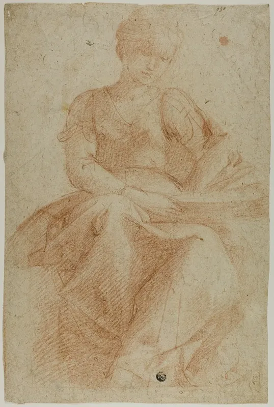 Seated Woman With Book by Domenico Fiasella - Canvas Print