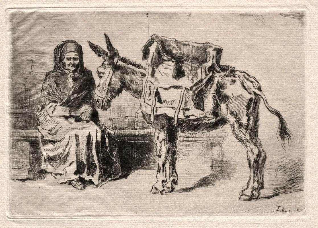 Seated Woman With Mule