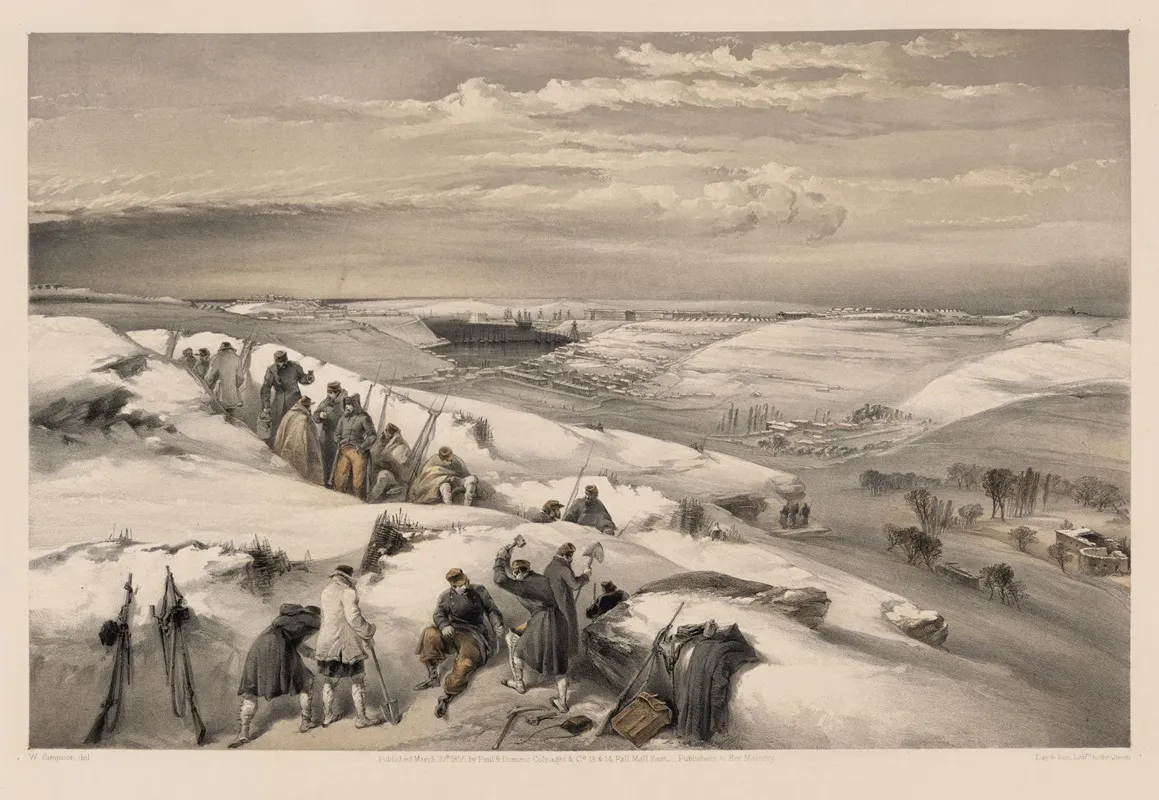 Sebastobol From The 26 Gun Battery On The Extreme Right Of French Attack by William Simpson - Canvas Print