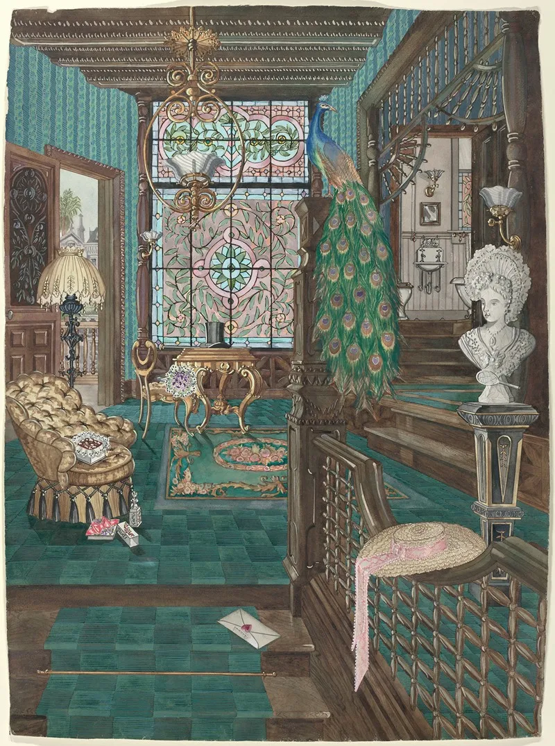Second Floor Stair Landing And Hall by Perkins Harnly - Canvas Print