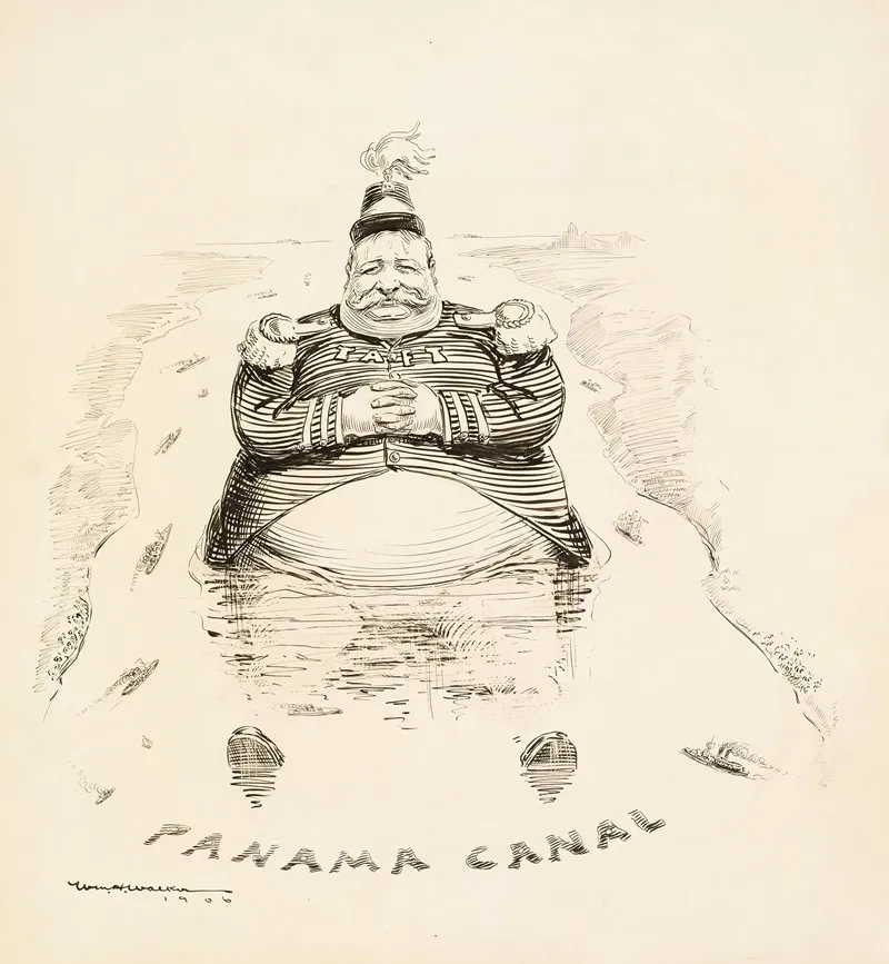 Secretary Of War William Howard Taft Sits In The Panama Canal