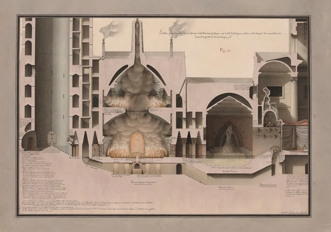 Section Perpendiculaire Dun Souterrain De La Maison Gothique Au Droit De La Ligne Milieu En La Largeur Des Mamelons Et Suivant La Pante De La Montagne