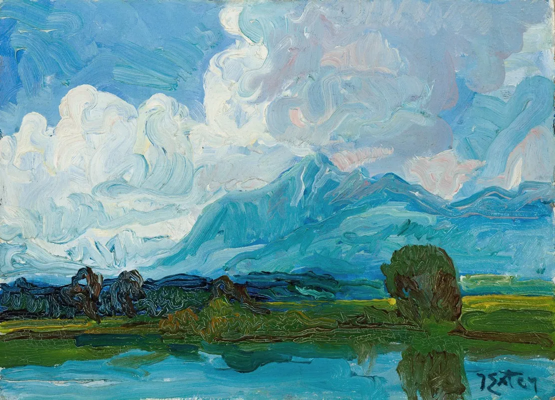 See Mit Wolken Chiemsee by Julius Exter - Canvas Print