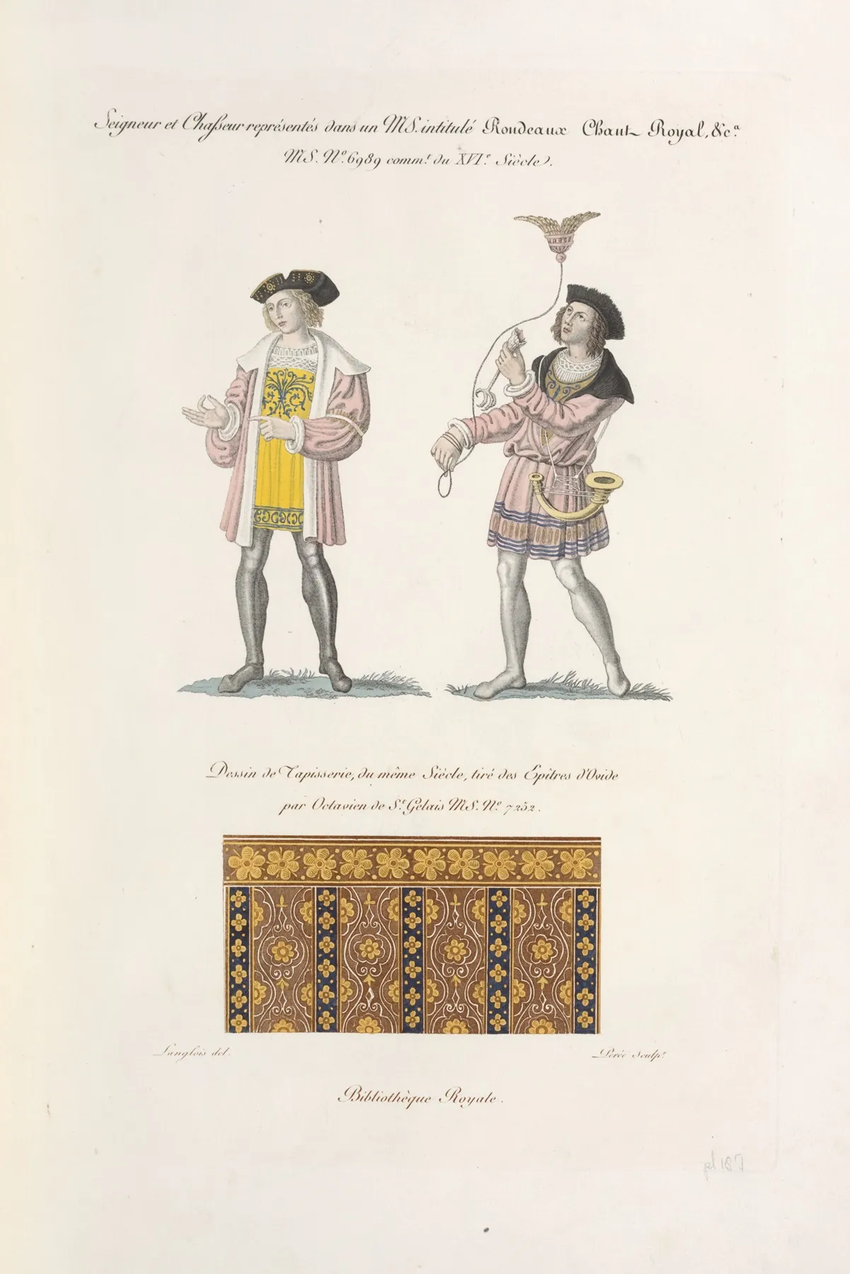 Seigneur Et Chasseur Representes Dans Un Ms Intitule Rondeaux Chant Royal Ca Ms No 6989 Commt Du Xvie Siecle by Nicolas Xavier Willemin - Canvas Print