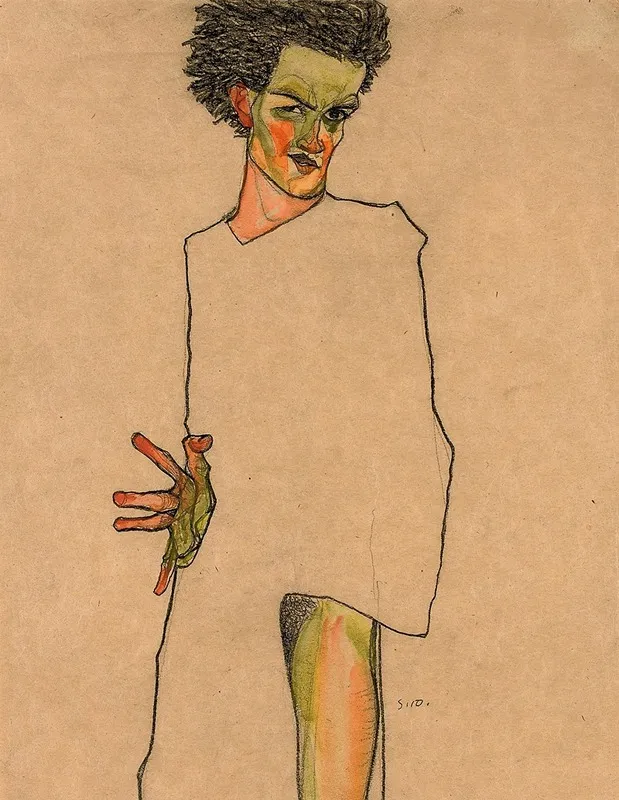 Selbstbildnis 35 by Egon Schiele - Canvas Print