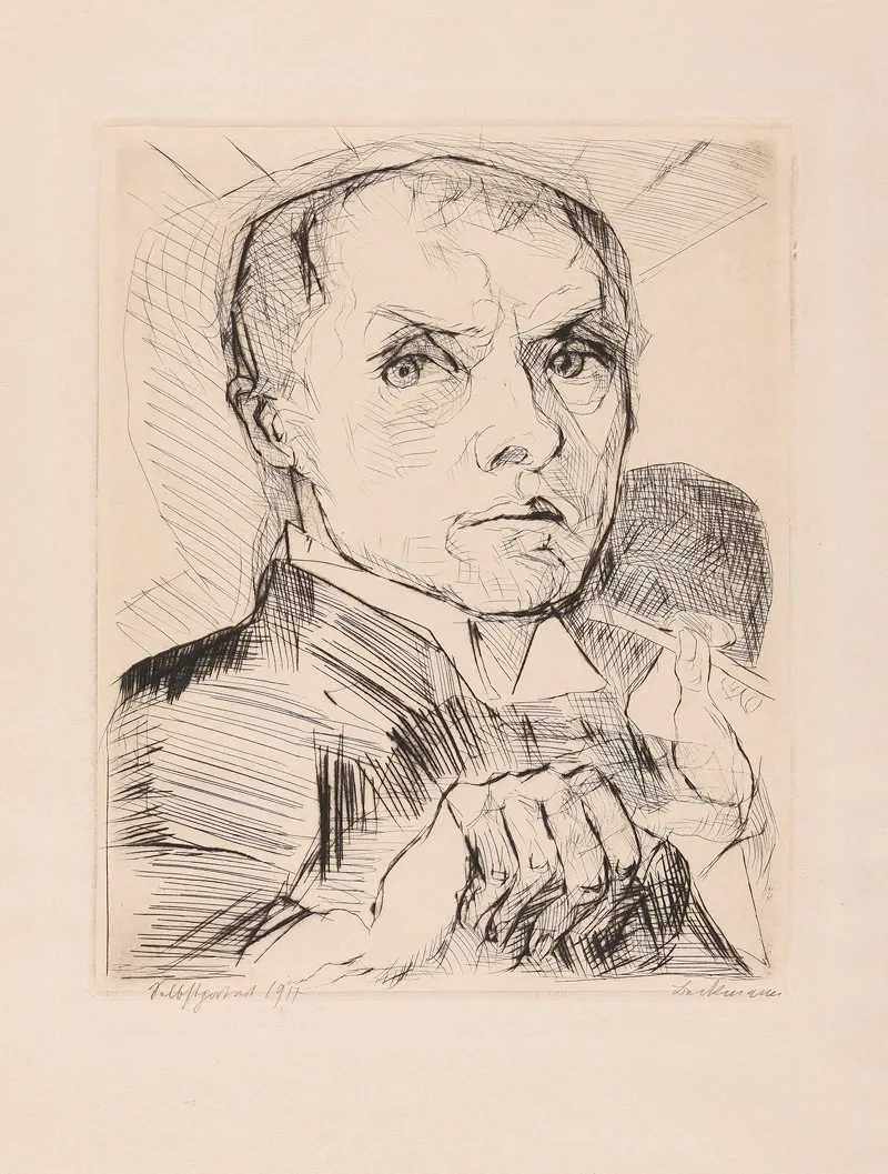 Selbstbildnis Mit Griffel by Max Beckmann - Canvas Print