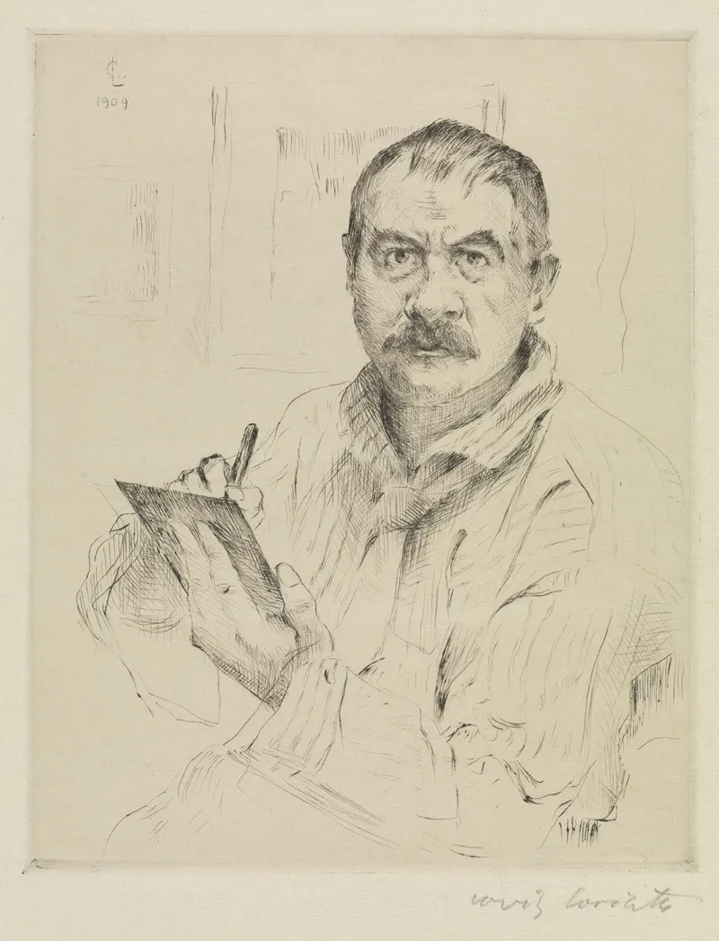 Selbstbildnis Radierend by Lovis Corinth - Canvas Print