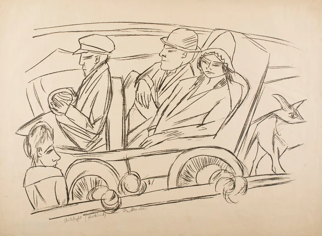 Self Portrait In Car by Max Beckmann - Canvas Print