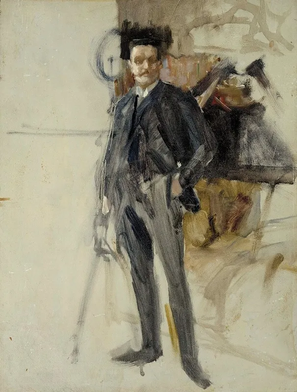 Self Portrait Sketch by Albert Edelfelt - Canvas Print