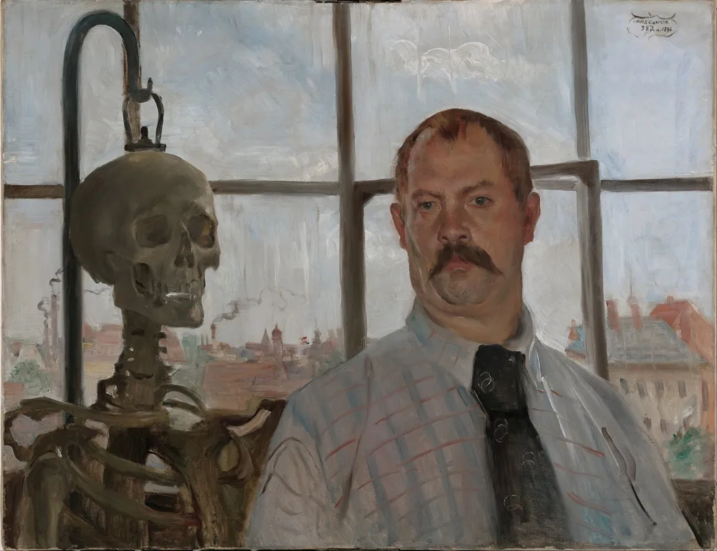 Self Portrait With Skeleton by Lovis Corinth - Canvas Print