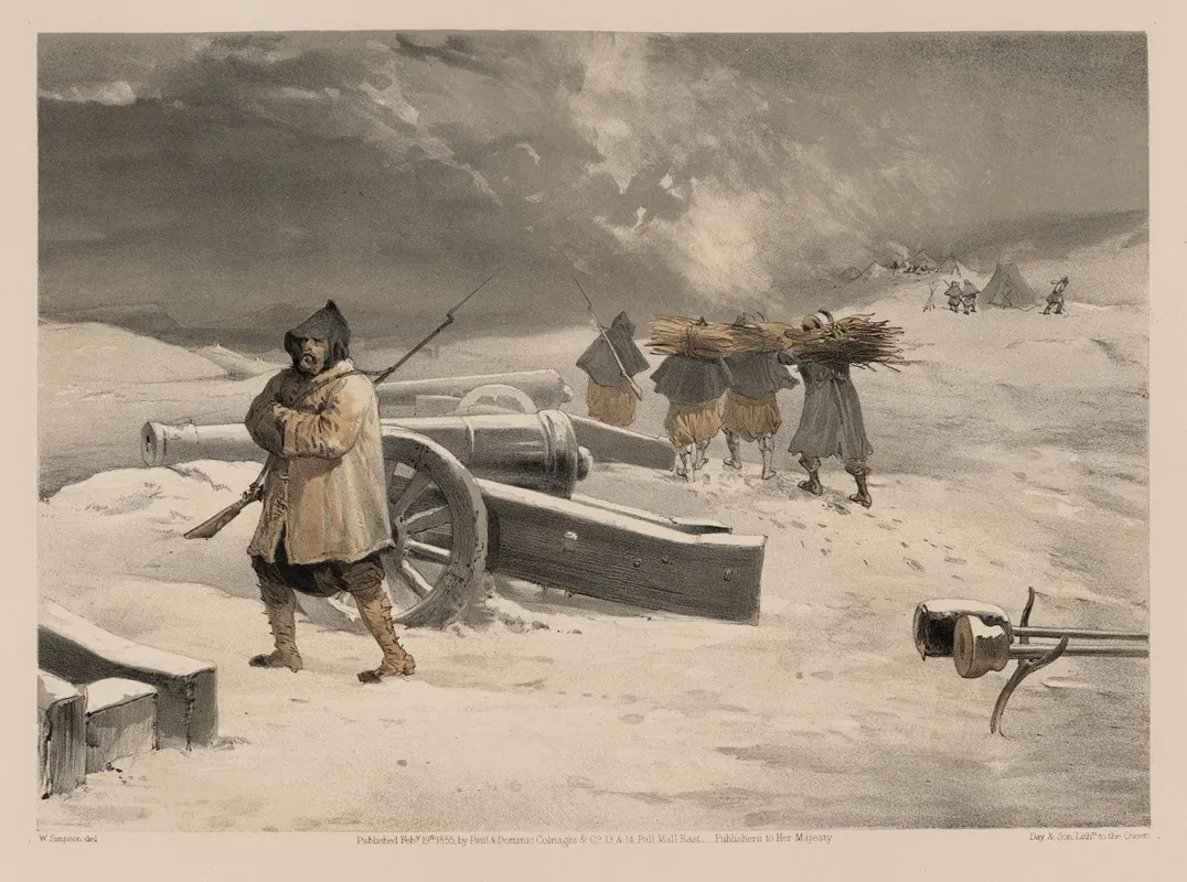Sentinel Of The Zouaves Before Sevastopol by William Simpson - Canvas Print