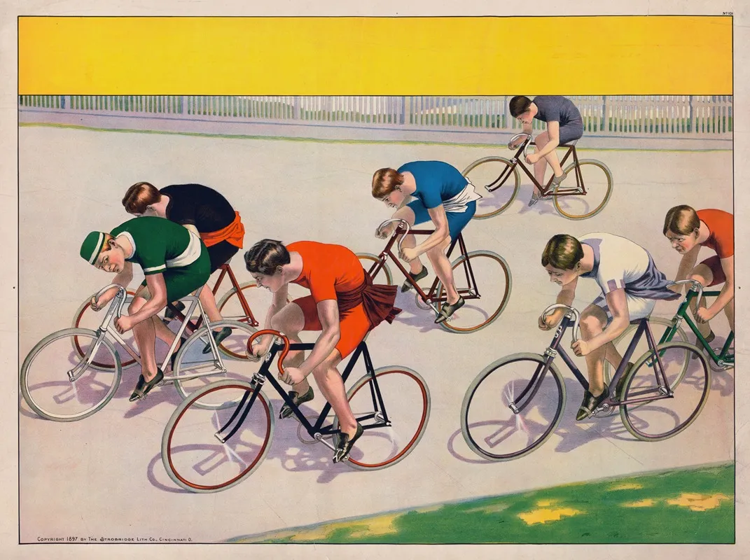 Seven Bicyclists Racing
