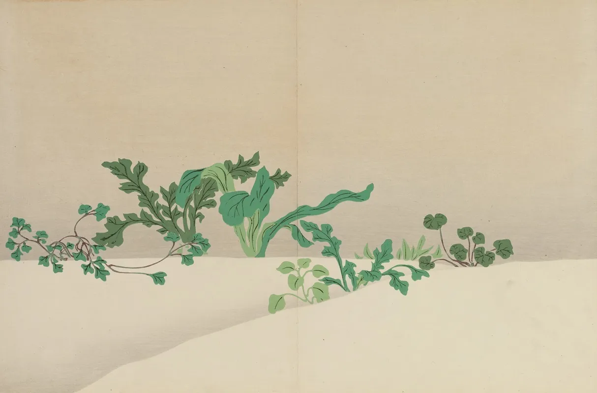 Seven Herbs Of Early Spring Nanagusa by Kamisaka Sekka - Canvas Print