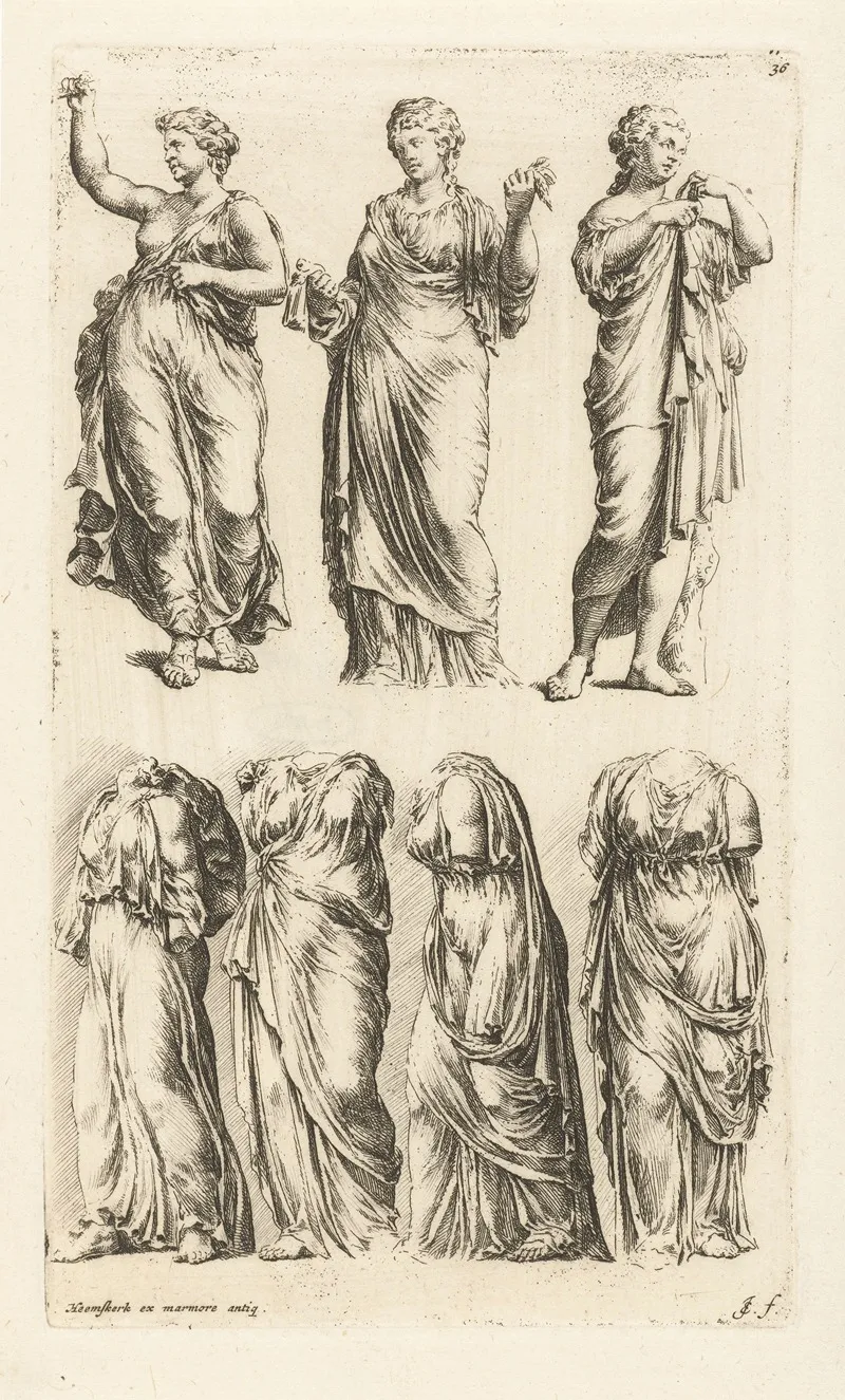 Seven Images Of Women In Antique Clothing by Jan de Bisschop - Canvas Print