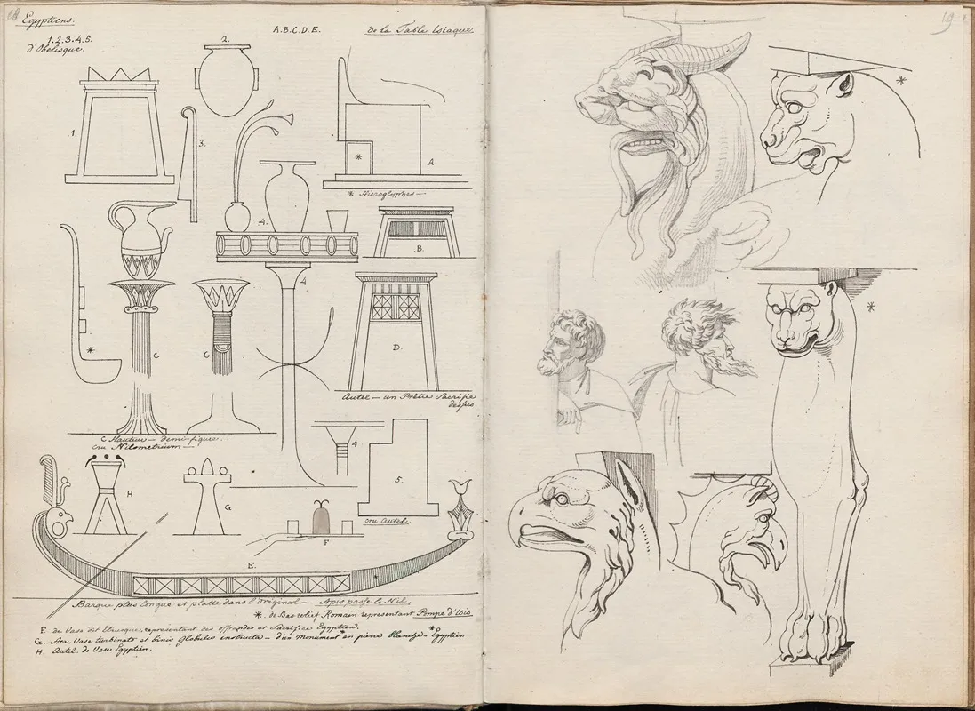Several Egyptian Objects Details Of A Fresco By Raphael And Roman Furniture by David Humbert de Superville - Canvas Print