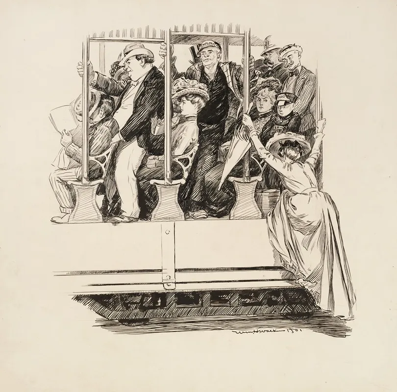 Several People On A Street Car